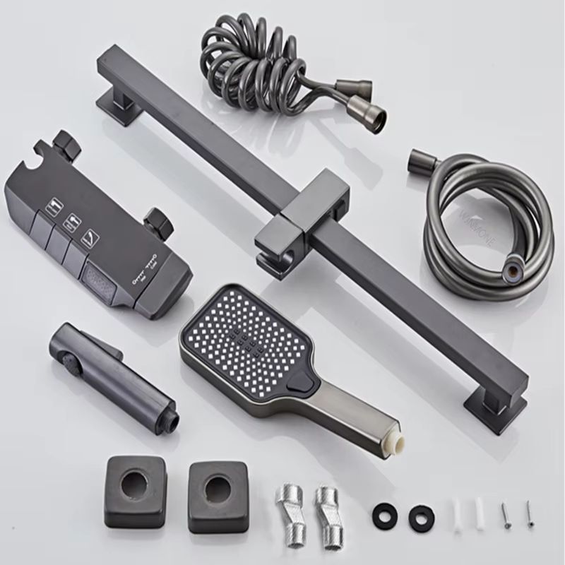 Gun Grey Digital Display Shower System With Piano Key Mixer 5