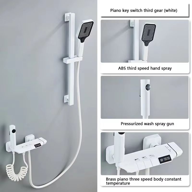 Gun Grey Digital Display Shower System With Piano Key Mixer 17