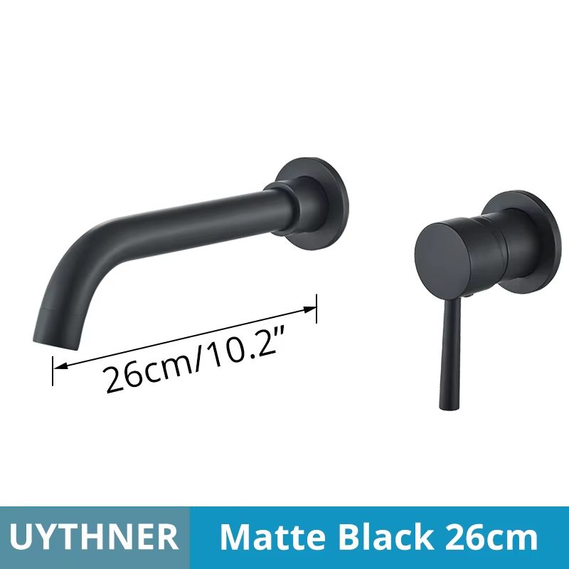 Brushed Gold Black Concealed Wall Mounted Basin Faucet Mixer 9