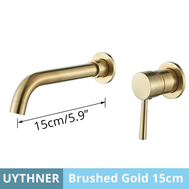 Brushed Gold Black Concealed Wall Mounted Basin Faucet Mixer 10