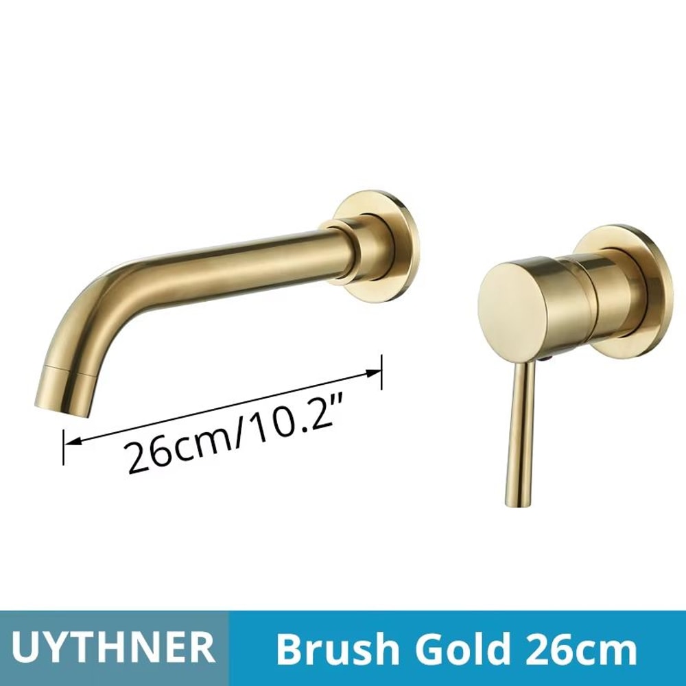 Brushed Gold Black Concealed Wall Mounted Basin Faucet Mixer 12