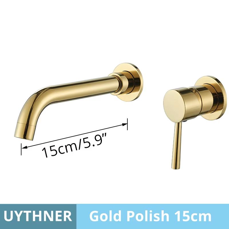 Brushed Gold Black Concealed Wall Mounted Basin Faucet Mixer 18