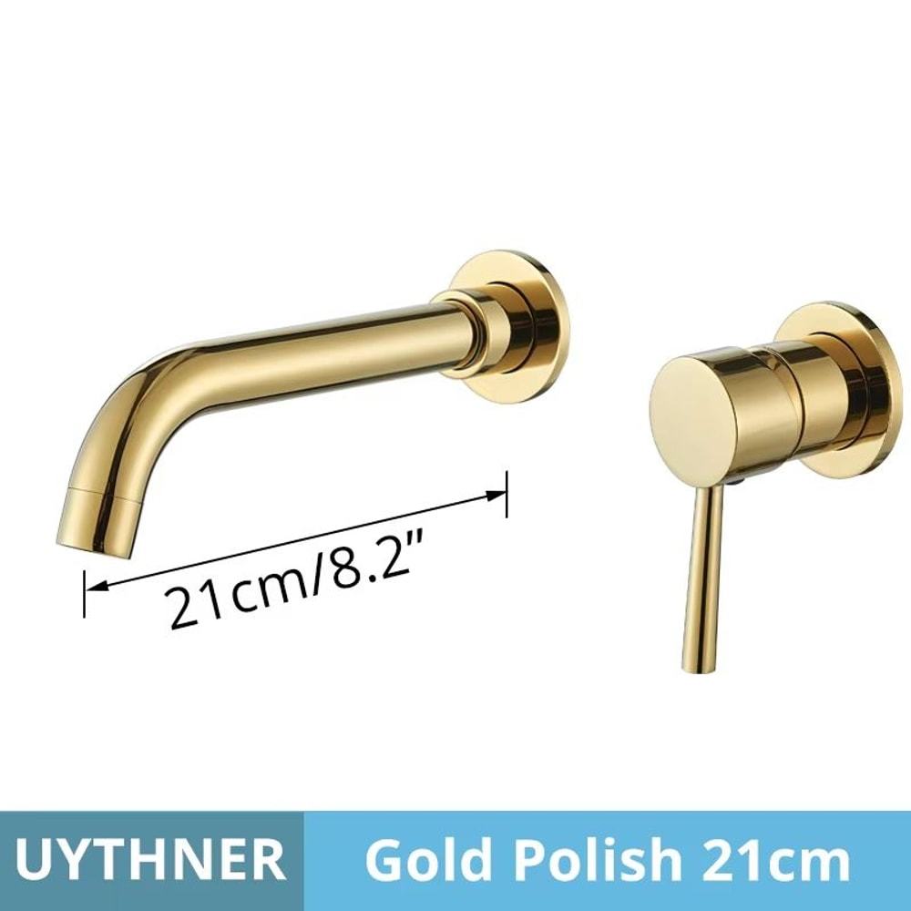 Brushed Gold Black Concealed Wall Mounted Basin Faucet Mixer 19