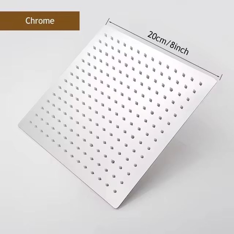 Stainless Steel Waterfall Shower Head In Black Silver Or Gold 8 10 12 6