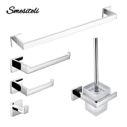 stainless steel bathroom hardware set with toilet paper holder and accessories