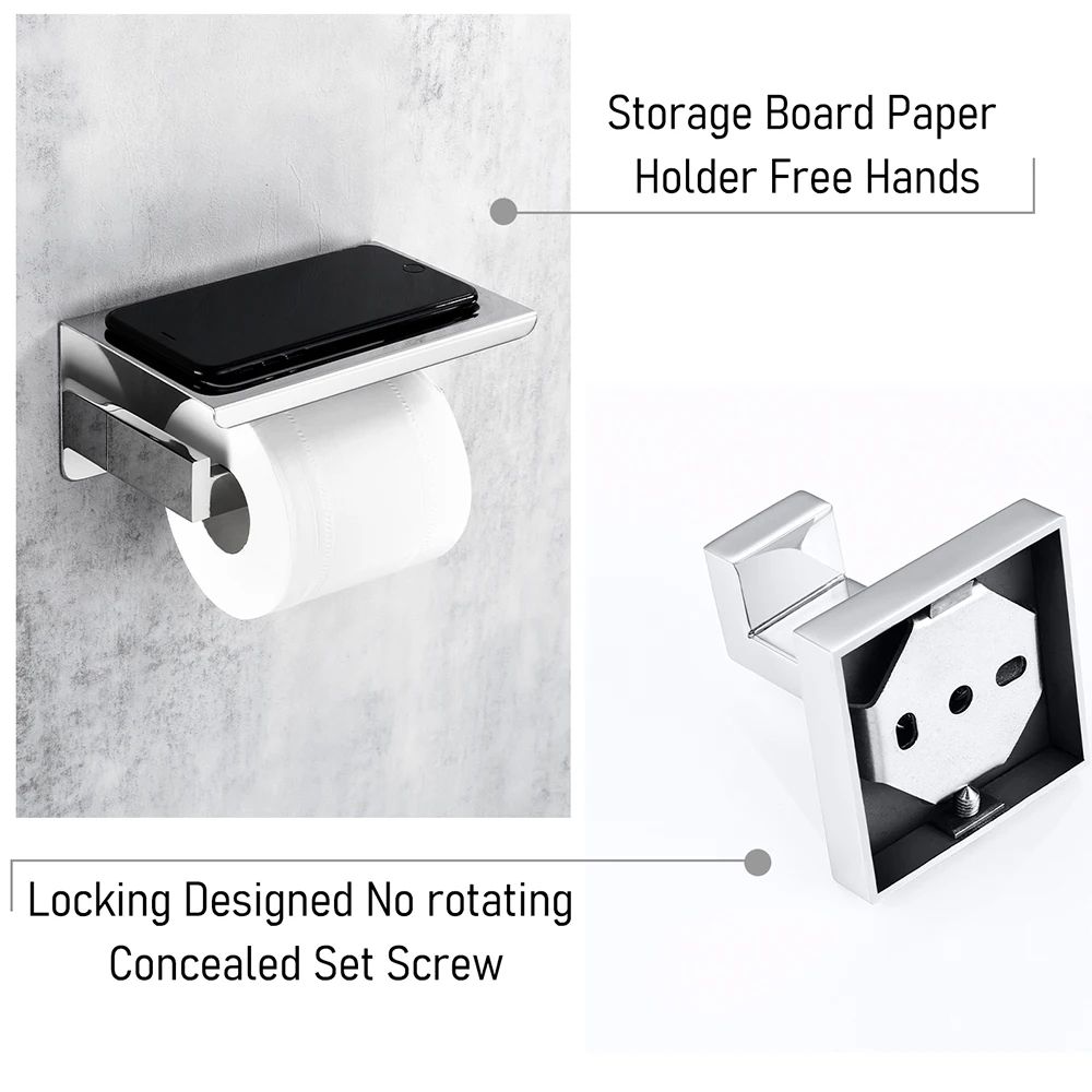 Stainless Steel Bathroom Hardware Set With Toilet Paper Holder And Accessories 4