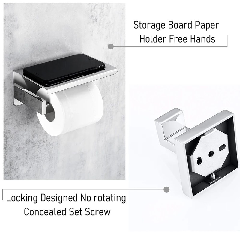 Stainless Steel Bathroom Hardware Set With Toilet Paper Holder And Accessories 4