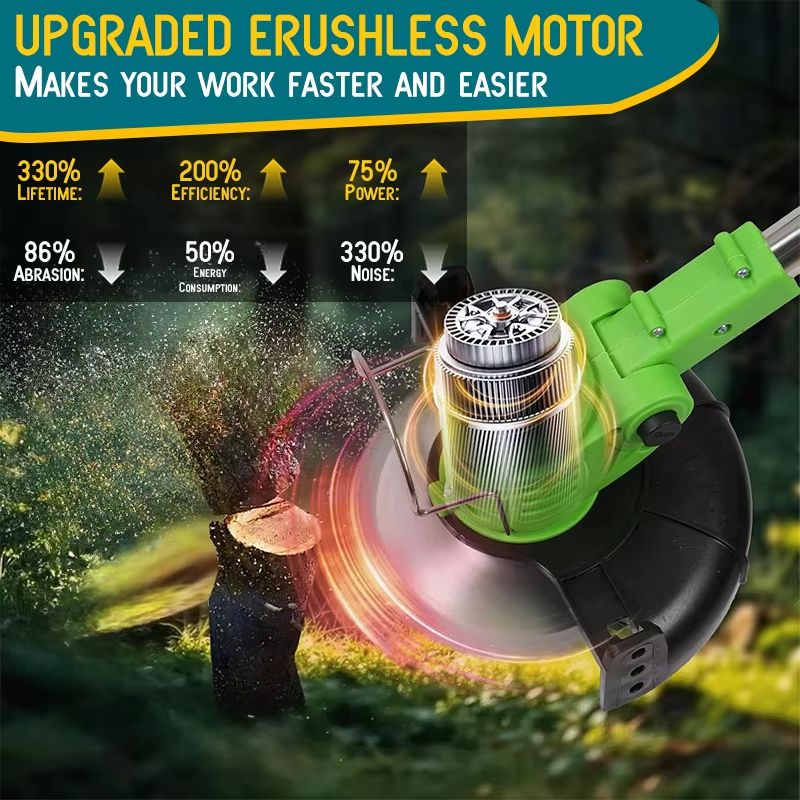 Cordless Riding Reel Lawn Mower And Weed Trimmer With Dual Batteries 2