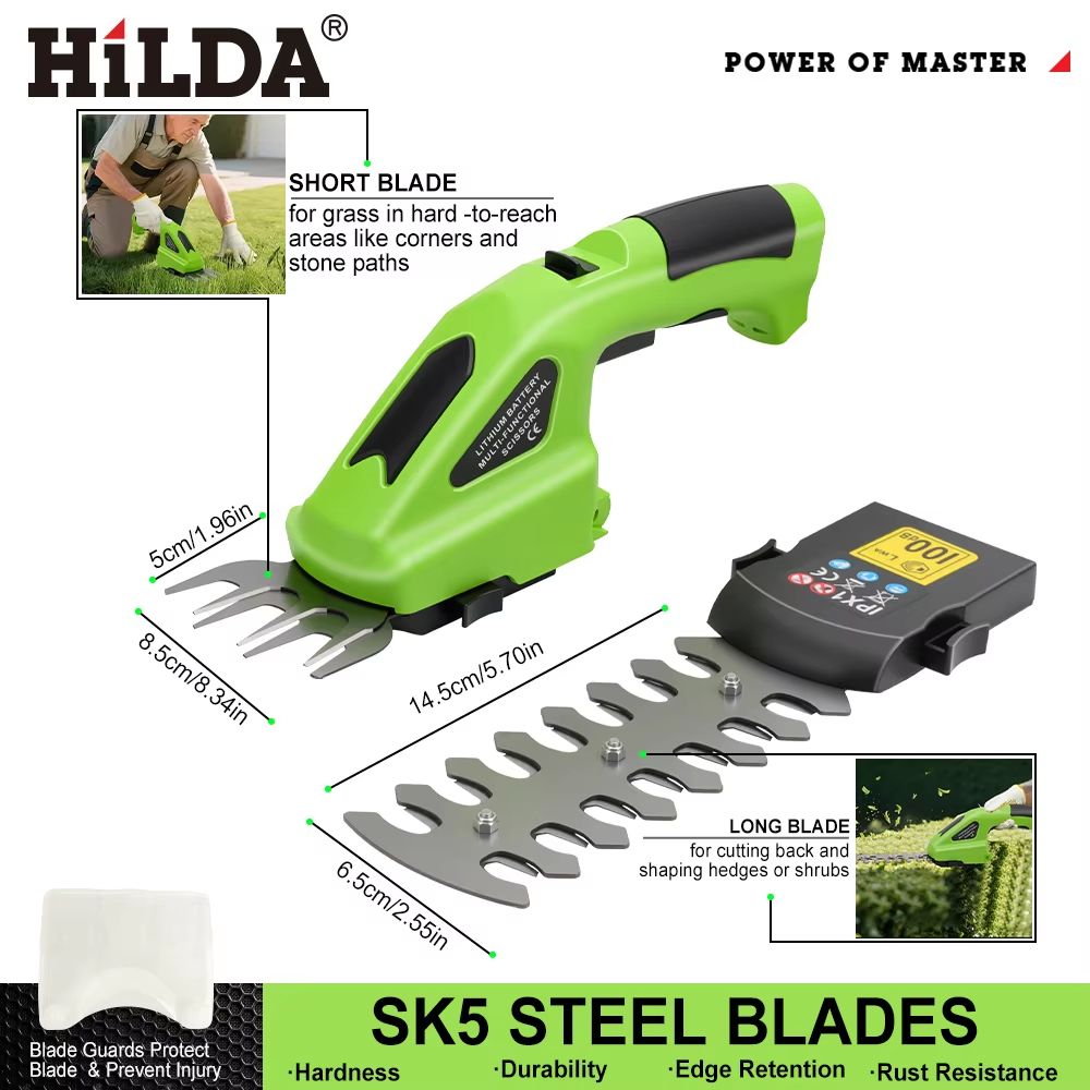 HILDA 2in1 Cordless Handheld Hedge And Grass Trimmer 2