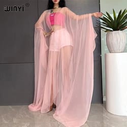 winyi monochrome sheer kimono swimsuit cover up dress for women