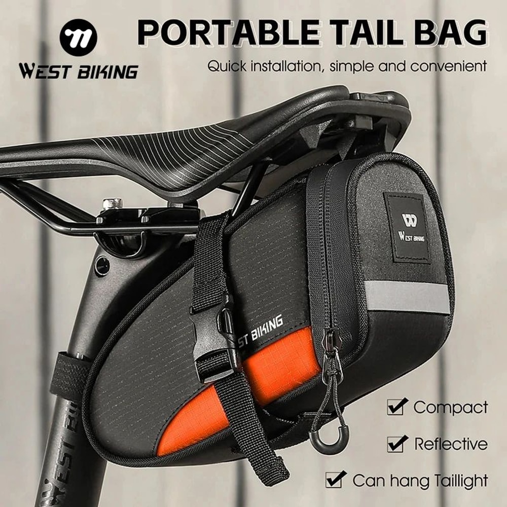 WEST BIKING Reflective Waterproof Bike Saddle Bag 12L Ultralight Tail Bag 0