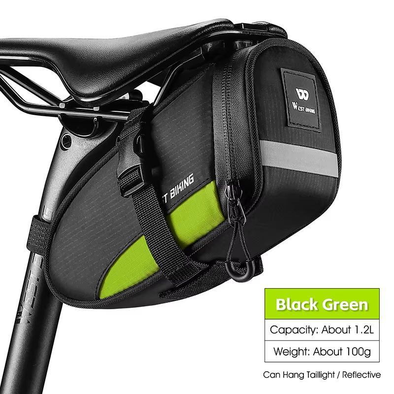 WEST BIKING Reflective Waterproof Bike Saddle Bag 12L Ultralight Tail Bag 9
