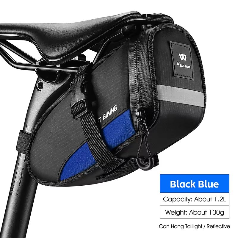 WEST BIKING Reflective Waterproof Bike Saddle Bag 12L Ultralight Tail Bag 10