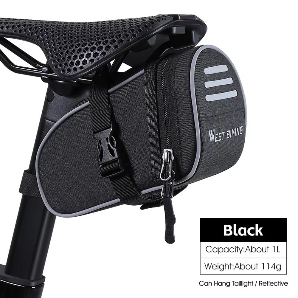 WEST BIKING Reflective Waterproof Bike Saddle Bag 12L Ultralight Tail Bag 6
