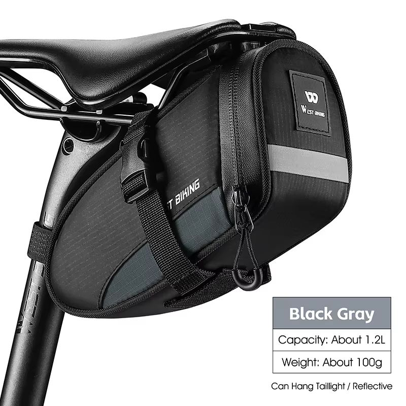 WEST BIKING Reflective Waterproof Bike Saddle Bag 12L Ultralight Tail Bag 8