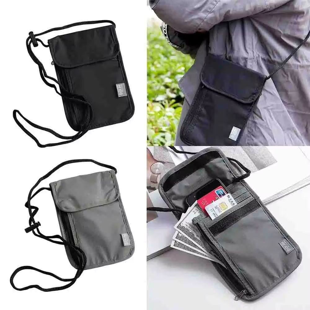 Waterproof RFID Blocking Nylon Neck Wallet Travel Document Passport Pouch 0