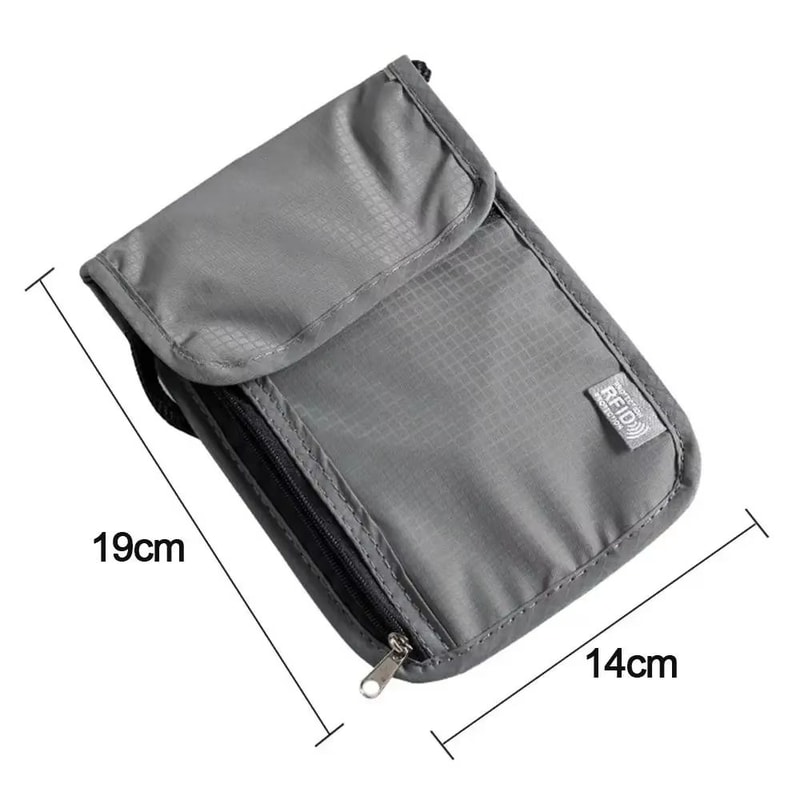 Waterproof RFID Blocking Nylon Neck Wallet Travel Document Passport Pouch 5