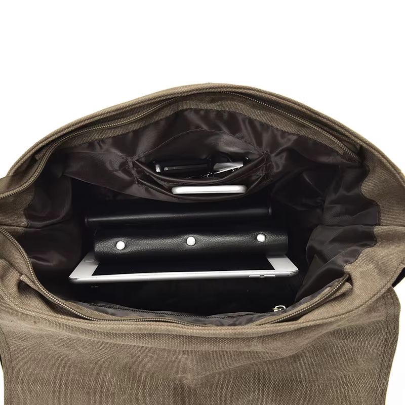 Mens Retro Canvas Crossbody Messenger Bag Large Travel Satchel Briefcase Style 3