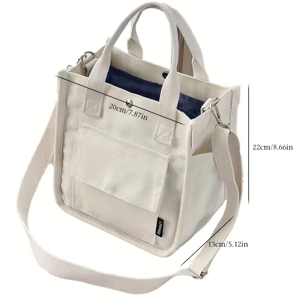 Small Canvas Tote Bag With Pockets Cute Crossbody Shoulder Purse For Women 2