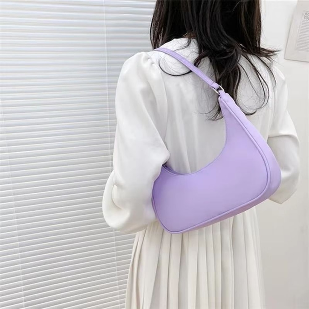 Stylish Solid Color Underarm Shoulder Tote Bag For Women 0