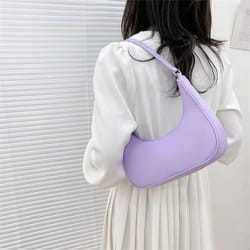 stylish solid color underarm shoulder tote bag for women