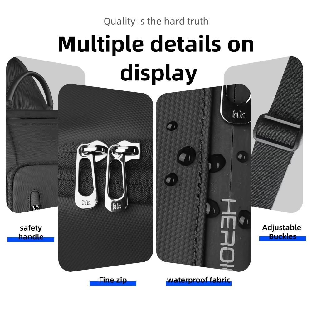 Waterproof AntiTheft Oxford Chest Crossbody Sling Bag With USB Port For Men 4