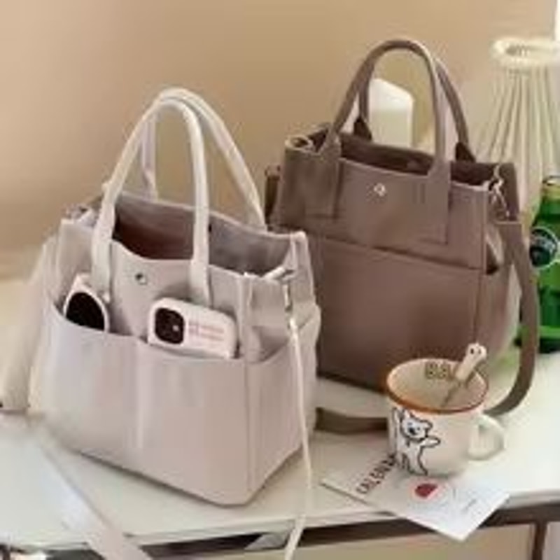 Hand Washable Corduroy Tote Bag With Multiple Pockets Everyday Shoulder Or Crossbody 0