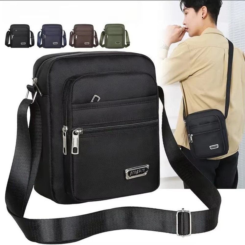 Waterproof Nylon Crossbody Satchel For Men Large Capacity Travel Messenger 0