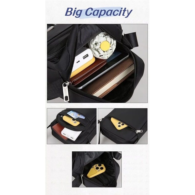Waterproof Nylon Crossbody Satchel For Men Large Capacity Travel Messenger 5
