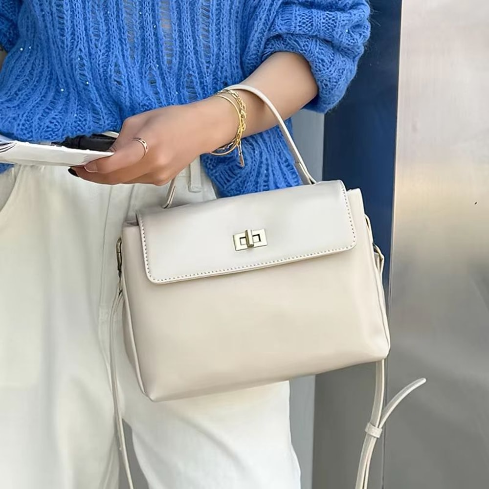 Luxury Suede Leather Messenger Bag With Gold Buckle Soft Genuine Leather Shoulder Tote 11