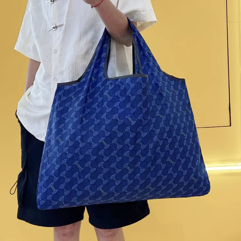 Large Capacity Reusable Shoulder Bag Satchel Lightweight Foldable Travel Shopping Bag With Printed 4