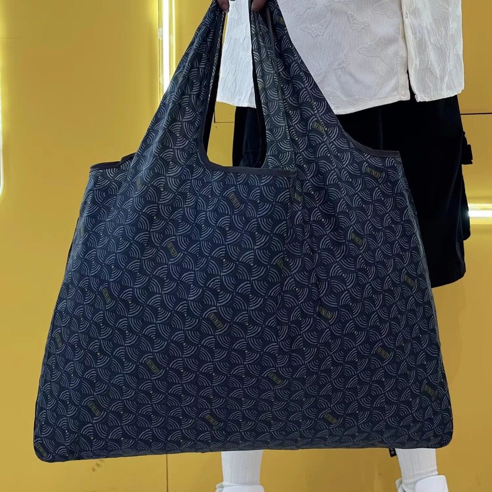 Large Capacity Reusable Shoulder Bag Satchel Lightweight Foldable Travel Shopping Bag With Printed 5