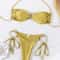 Solid Color PushUp Halter Bikini Set For Women Shiny Swimwear With Bandage Thong Beachwear 0