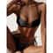 Solid Color PushUp Halter Bikini Set For Women Shiny Swimwear With Bandage Thong Beachwear 7