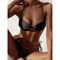 Solid Color PushUp Halter Bikini Set For Women Shiny Swimwear With Bandage Thong Beachwear 7
