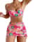 Womens 3Piece Floral Swimsuit Set With PushUp Bra Elastic Briefs And Cover Up Skirt Beachwear 5