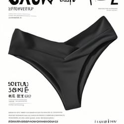 women's high-waisted brazilian bikini set, sexy v-cheeky swimwear bottoms in black