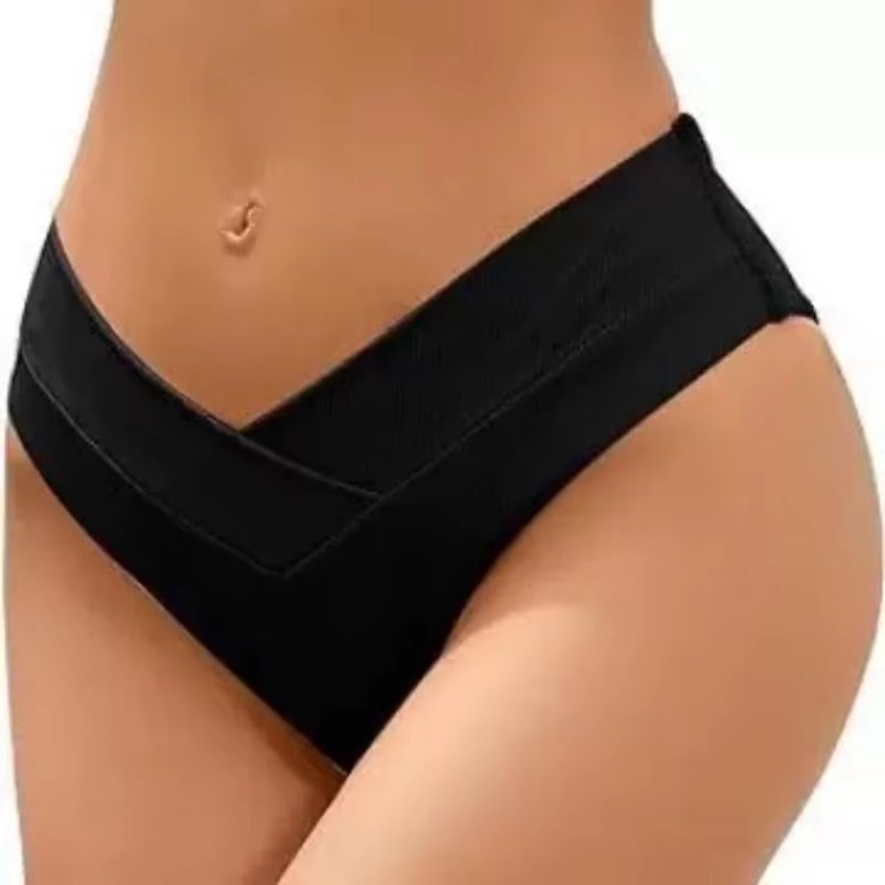 Womens HighWaisted Brazilian Bikini Set Sexy VCheeky Swimwear Bottoms In Black 2