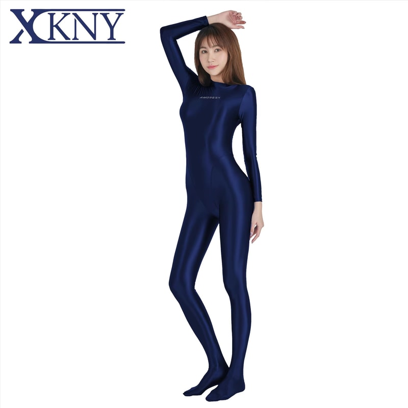 AMORESY Satin LongSleeve FullLength Oil Tights Yoga Bodysuit Smooth Sport Jumpsuit For Men And Wome 18