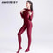 AMORESY Satin LongSleeve FullLength Oil Tights Yoga Bodysuit Smooth Sport Jumpsuit For Men And Wome 19