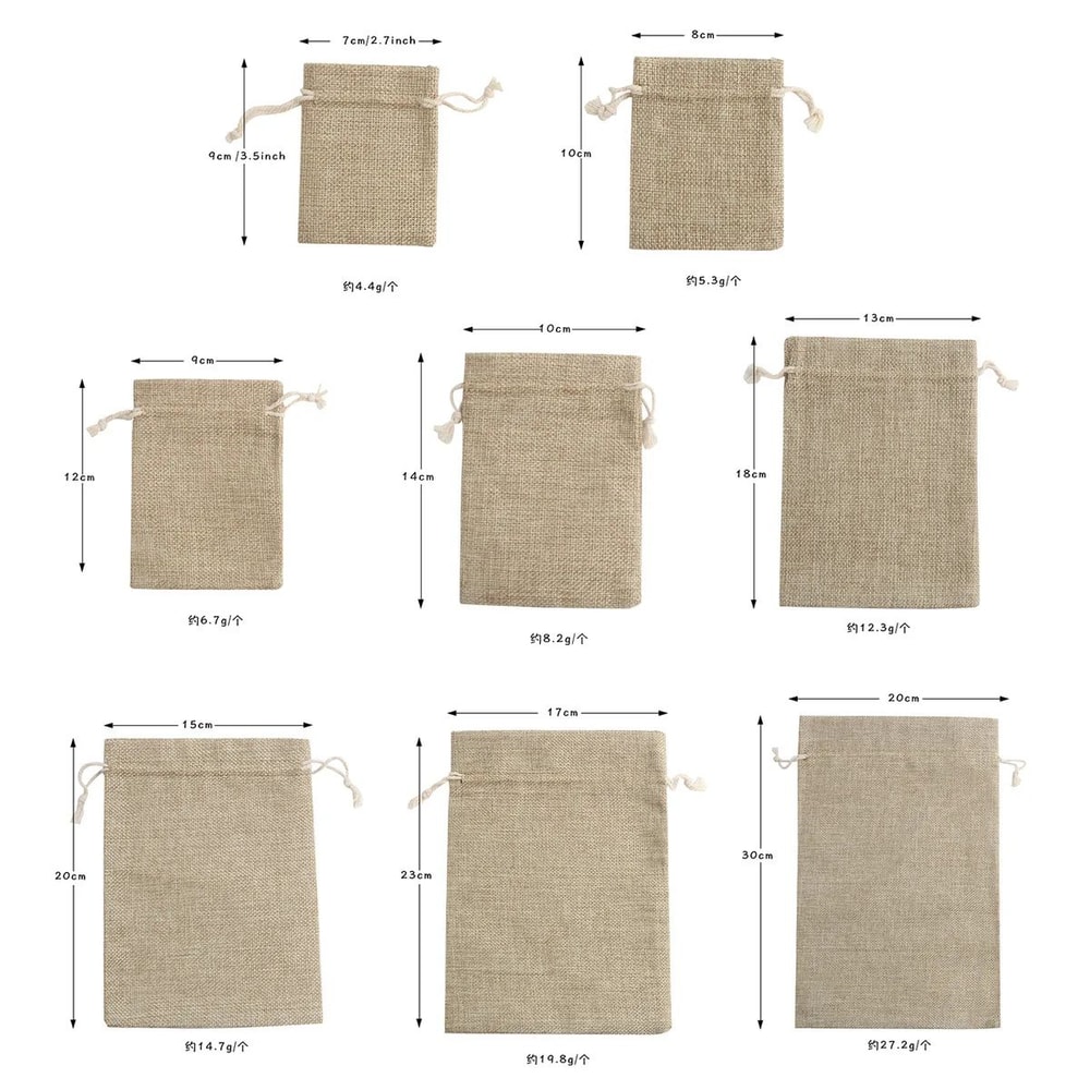 Jute Drawstring Gift Bags 50 Pack Cotton Linen Jewelry Pouches In 3 Sizes 3