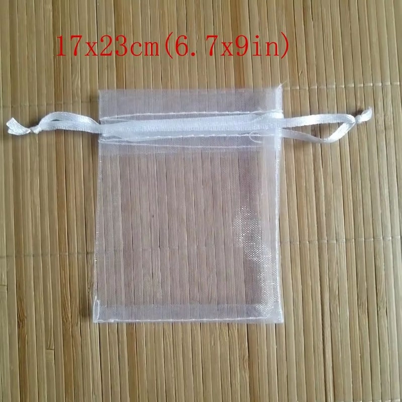 White Organza Drawstring Gift Bags 100 Pack Sheer Jewelry Pouches For Weddings And Holidays 11