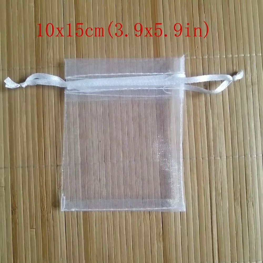 White Organza Drawstring Gift Bags 100 Pack Sheer Jewelry Pouches For Weddings And Holidays 4