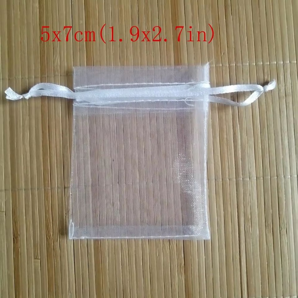 White Organza Drawstring Gift Bags 100 Pack Sheer Jewelry Pouches For Weddings And Holidays 5
