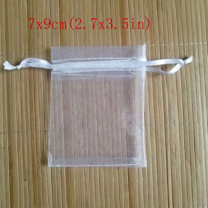 White Organza Drawstring Gift Bags 100 Pack Sheer Jewelry Pouches For Weddings And Holidays 6