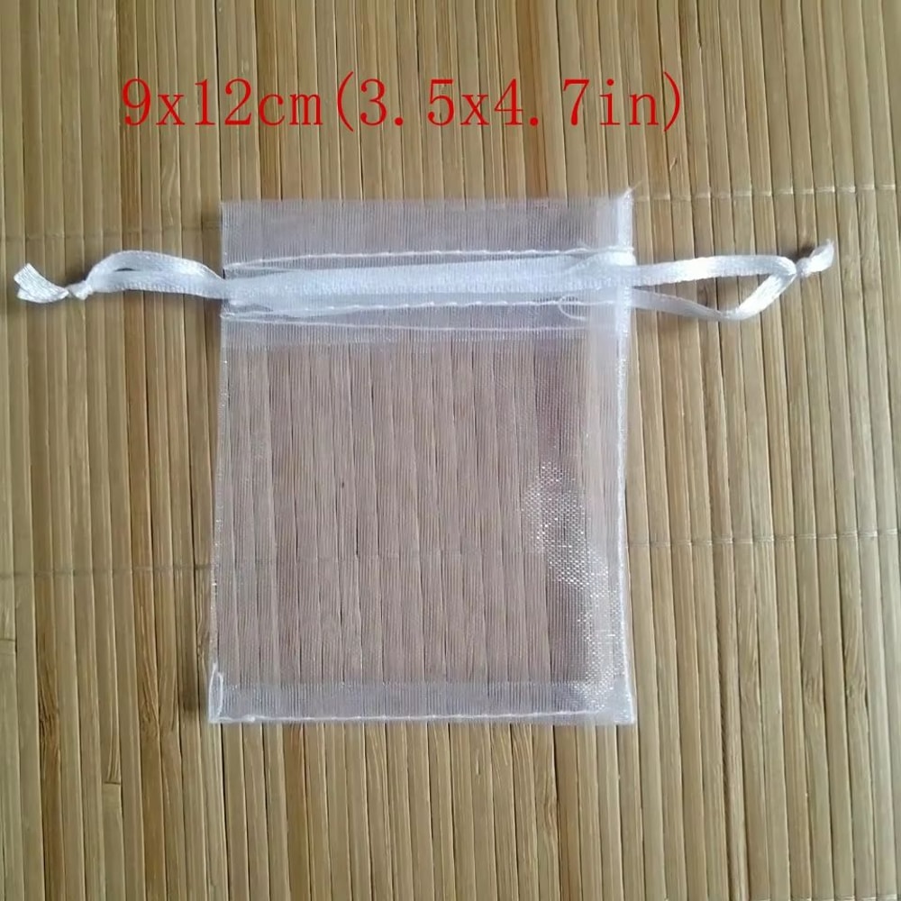 White Organza Drawstring Gift Bags 100 Pack Sheer Jewelry Pouches For Weddings And Holidays 7