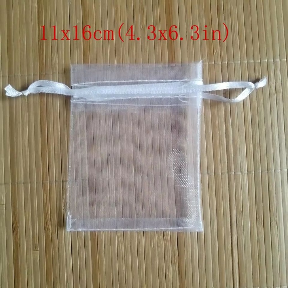 White Organza Drawstring Gift Bags 100 Pack Sheer Jewelry Pouches For Weddings And Holidays 8