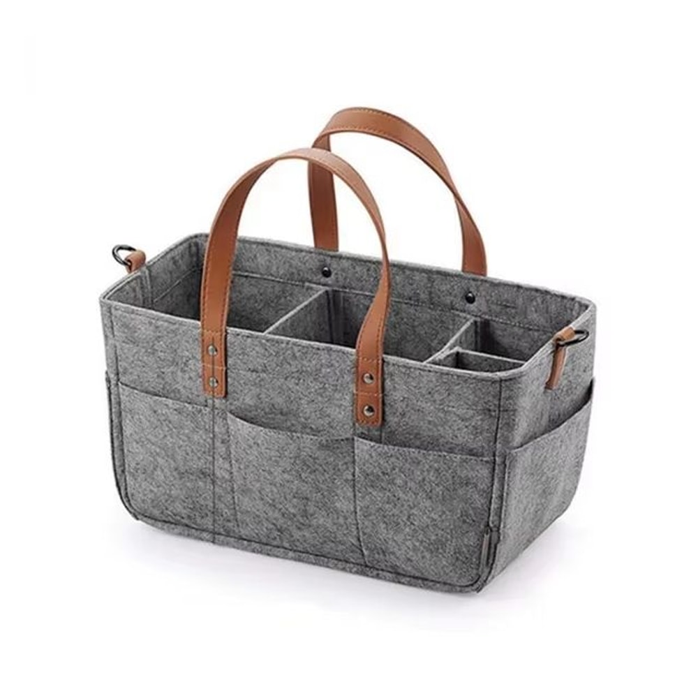Felt Diaper Caddy Organizer With Large Pockets And Carry Handle 7