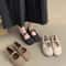 Cozy Square Toe Fleece Ballet Flats With Mary Jane Strap For Women 3
