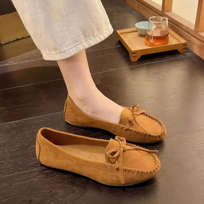 Spring Autumn Women Slip On Loafers Leather Cashmere Lined Flats Plus Size US 12 7